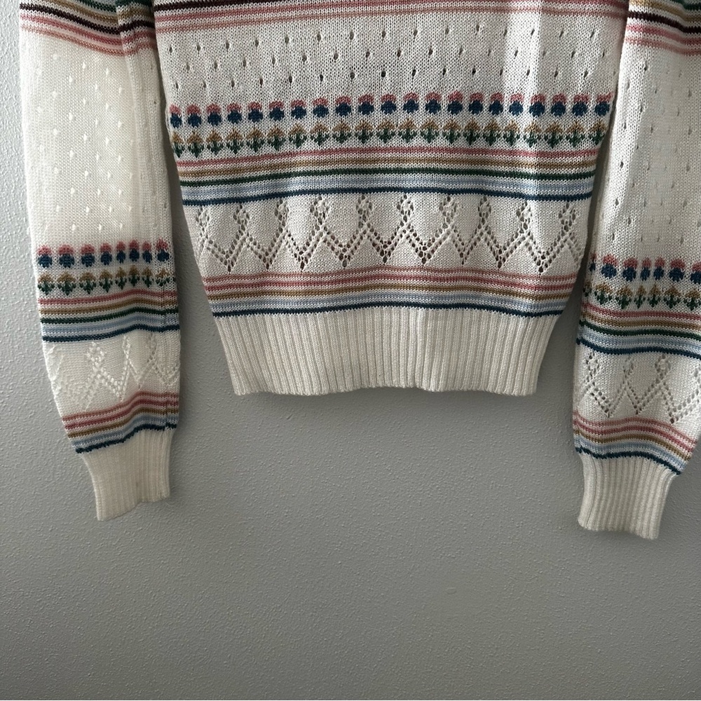 Womens Vintage Grandma Sweater Sz M V Neck Floral Cottagecore - Picture 9 of 12